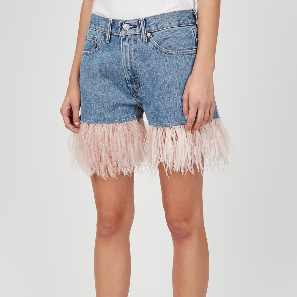 LEVIS X OPENING CEREMONY Feathered Denim Shorts